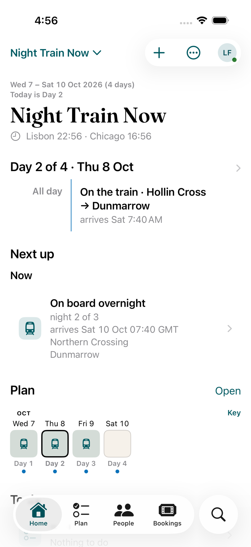 Faring during a trip: Day 2 of 4, Next up is the night train from Hollin Cross to Dunmarrow, then On board overnight